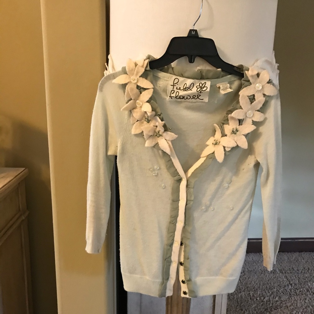 Anthropologie Field flower cardigan with appliqué